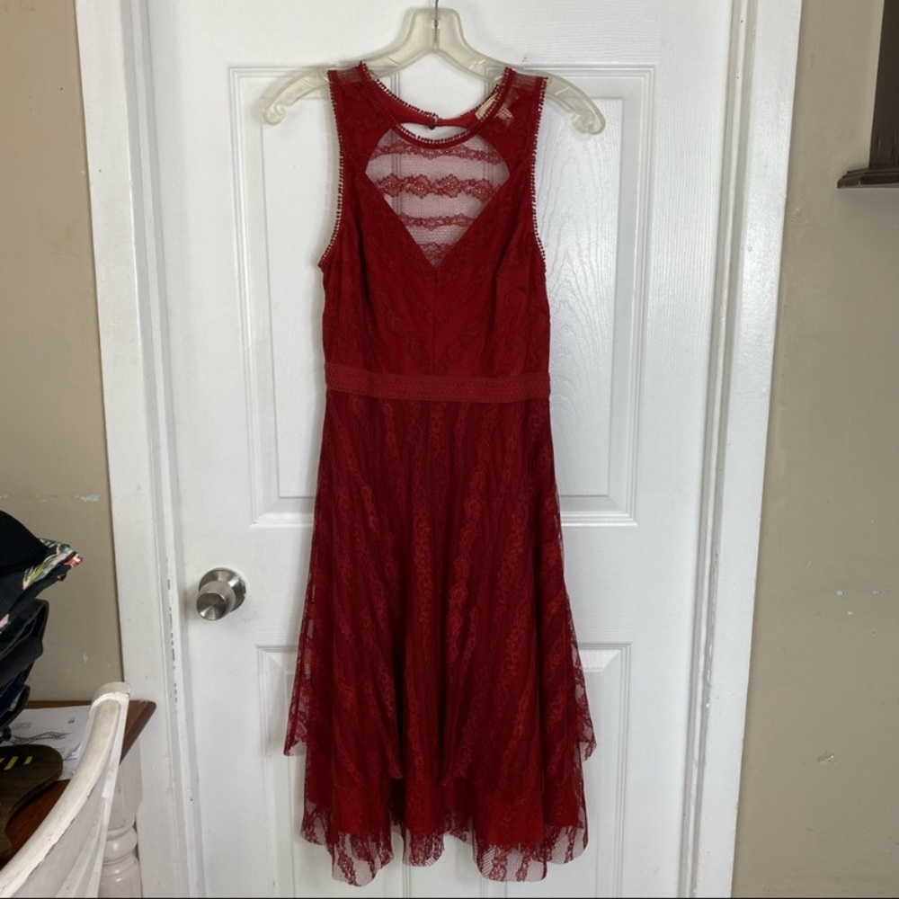 Anthropologie Moulinette Soeurs A-line Red Lace Dress Size 0
